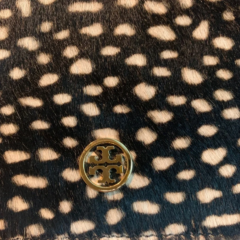 Tory Burch Black/Cream Animal hair/leather Shoulder Handbag